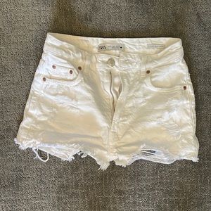 Zara high wait white shirt cut off distress. 25. 0